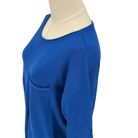 Cable & Gauge Blue Knit Long Sleeve Pocket Sweater Top Women's M - Picture 4 of 4
